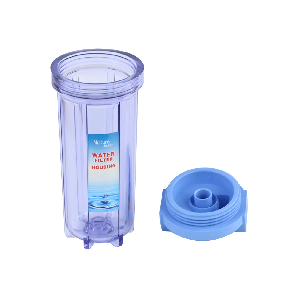 10" transparent color single O ring pipe so-safe water filter housing with red air release